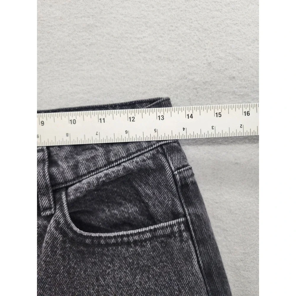 PacSun High Rise Straight Leg Jeans 26 Washed Black Button Fly Raw Hem Denim